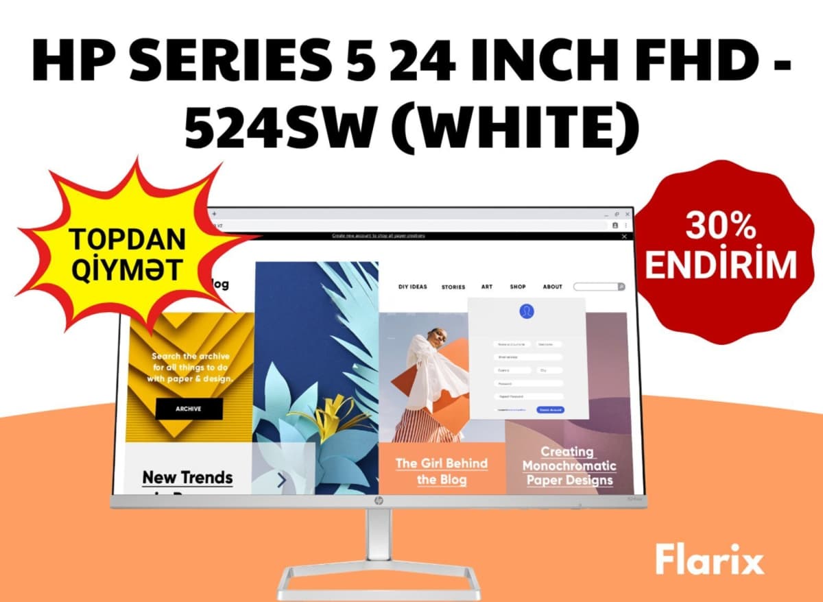Monitor HP Series 5 24 FHD 524SW (Ağ)
