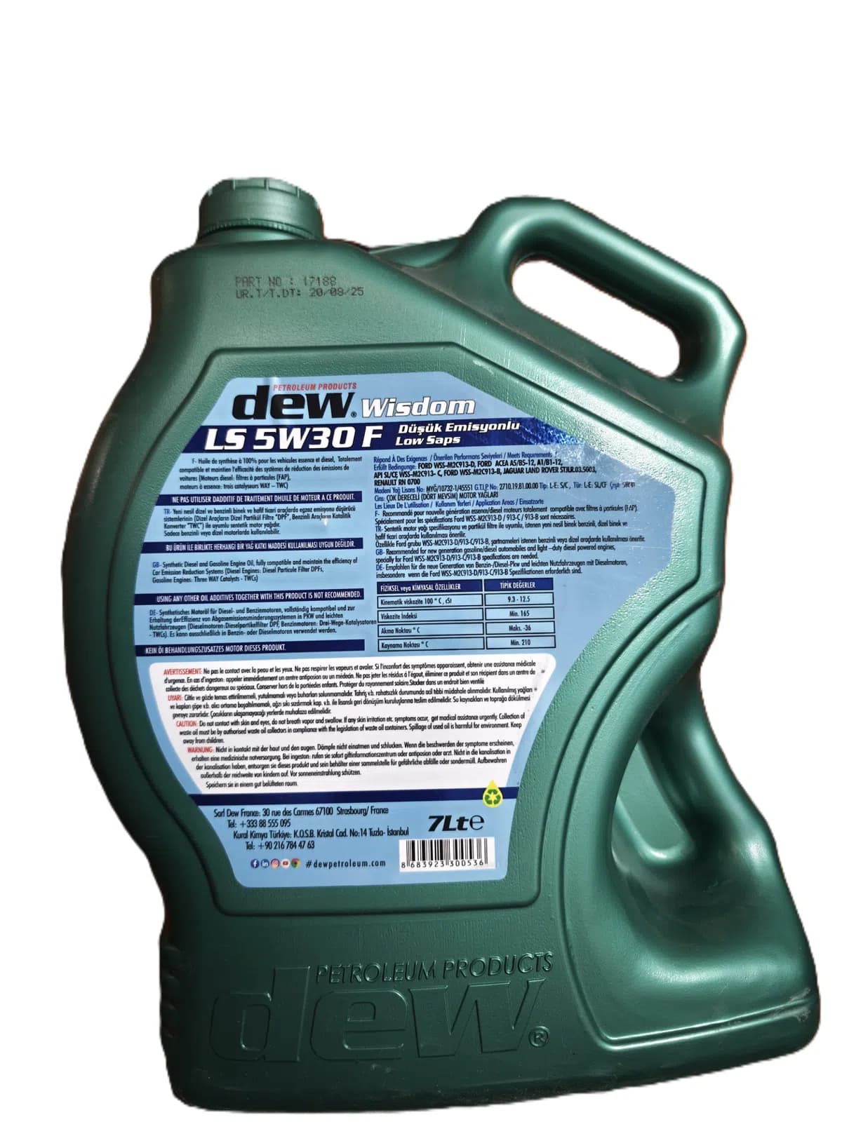 Dew Wisdom LS F 5W-30 Sintetik Motor Yağı 7L