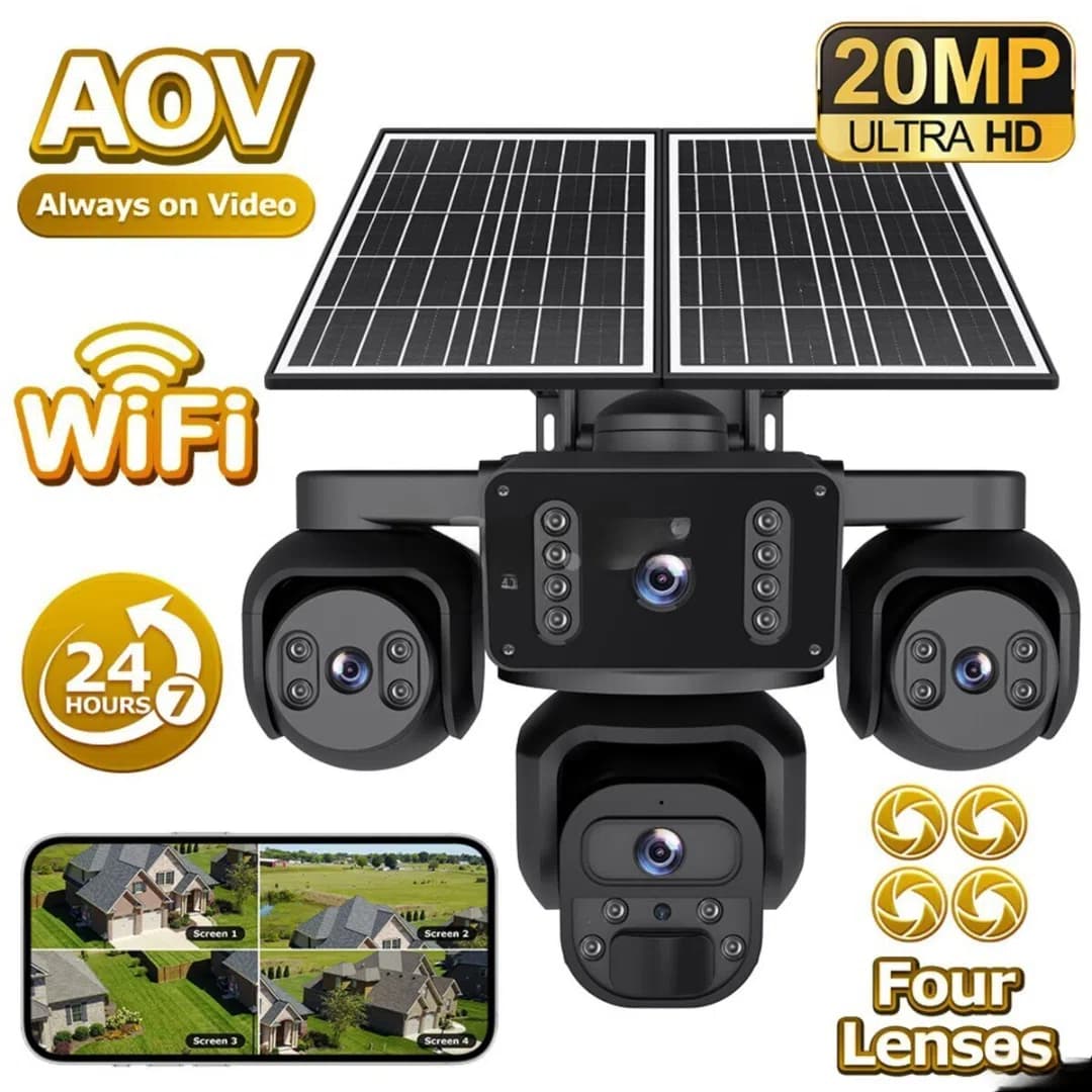 4G Solar 4 kameralı 12MP 4K təhlükəsizlik sistemi