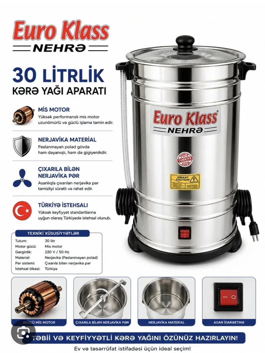 Euro Klass 30 Litrlik Kərə Yağı Aparatı