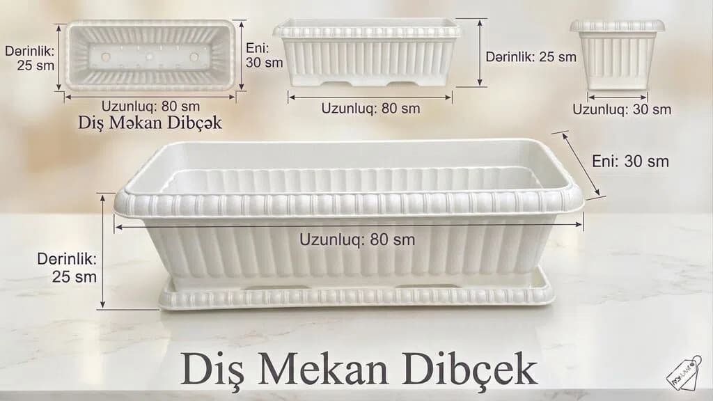 80 sm Böyük Ölçülü Plastik Bağ Dibçəyi