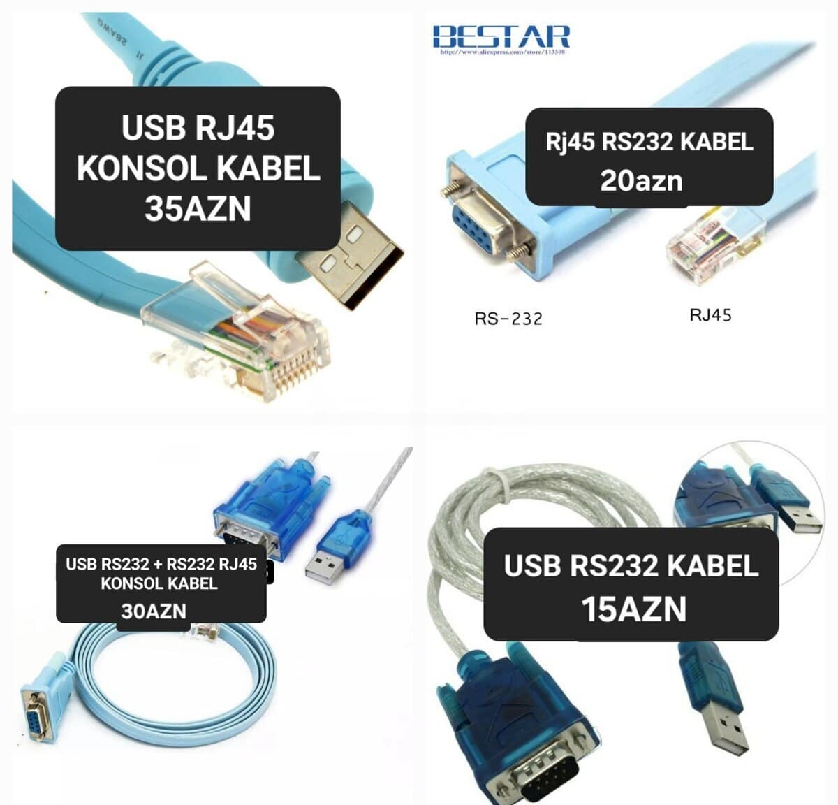 Qara rəng data kabel, RS232
