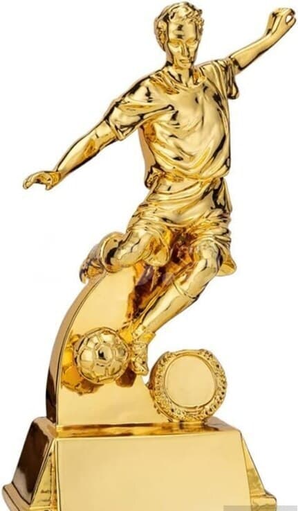Qızılı Rəngli Futbolçu Suvenir Heykəli