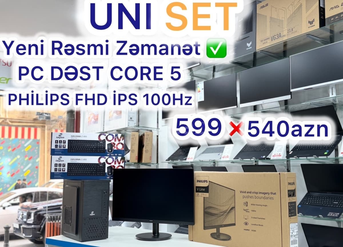 Masaüstü Kompüter Dəsti Intel i5 8GB RAM 240GB SSD 100Hz