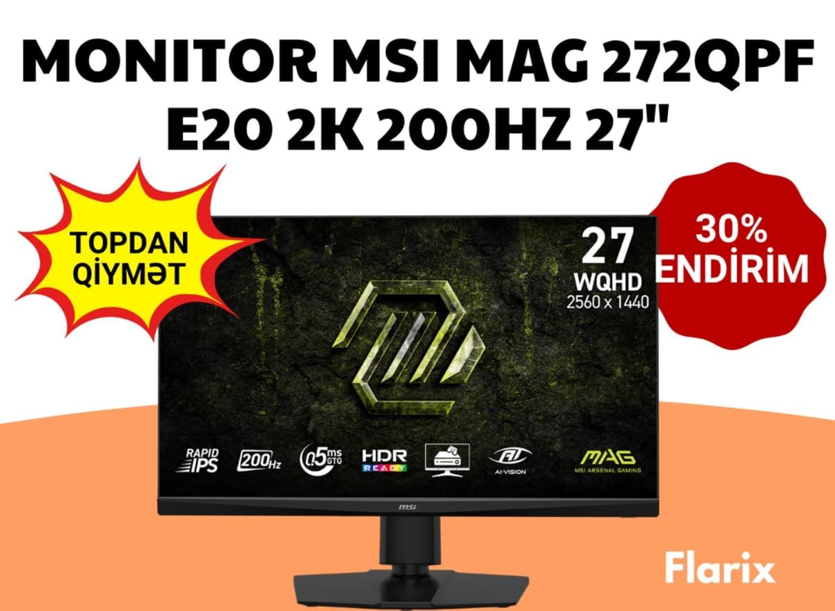 MSI MAG 272QPF E20 27" 2K 200Hz Gaming Monitor