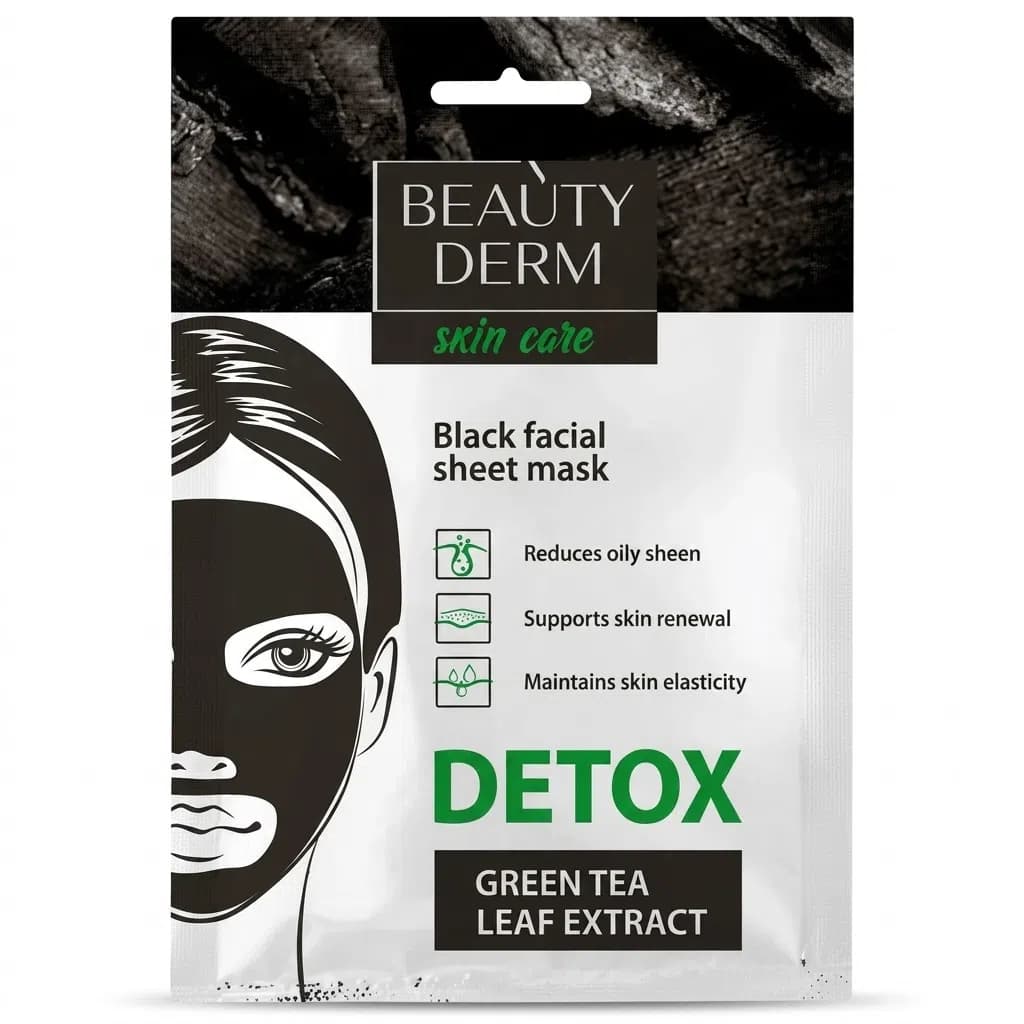 Beautyderm Green Tea Detox Parça Üz Maskası, 25 ml