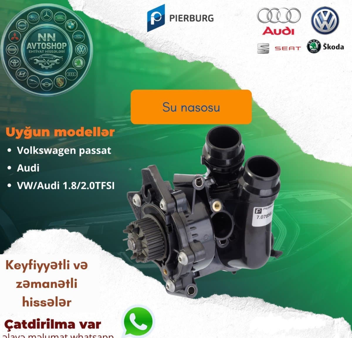 Su pompası Volkswagen Audi 2.0 TFSI