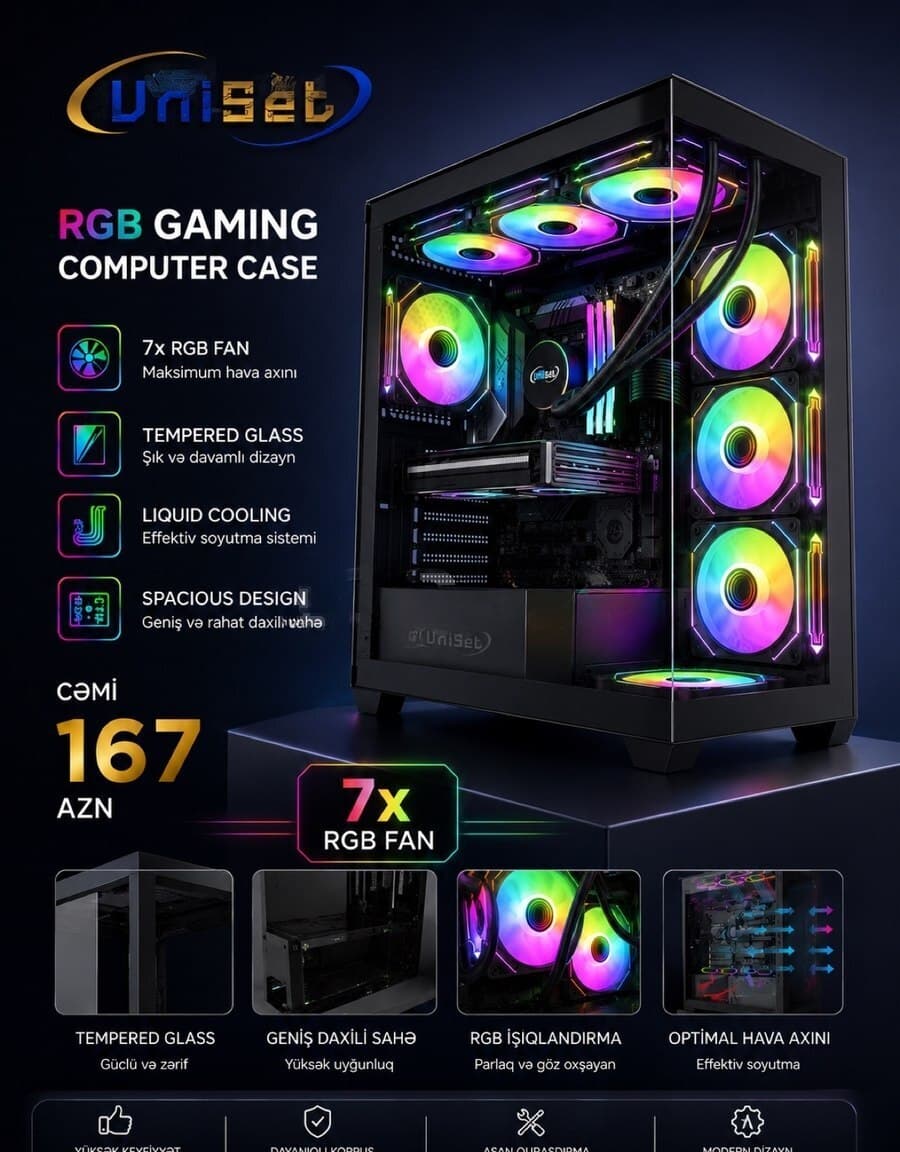 Xbase EL2 Black ATX Gaming Korpus (7 ARGB Fanlı)