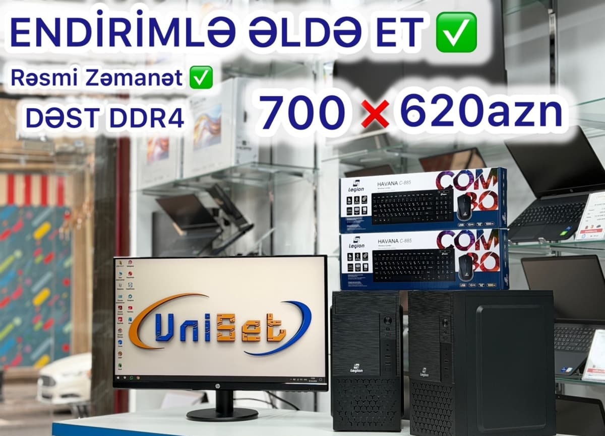 HP Legion Masaüstü Kompüter Dəsti i3/i8 8GB RAM 256GB SSD