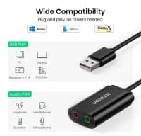 Səs kartı Ugreen USB 2.0 External Sound Adapter US205 — şəkil 2