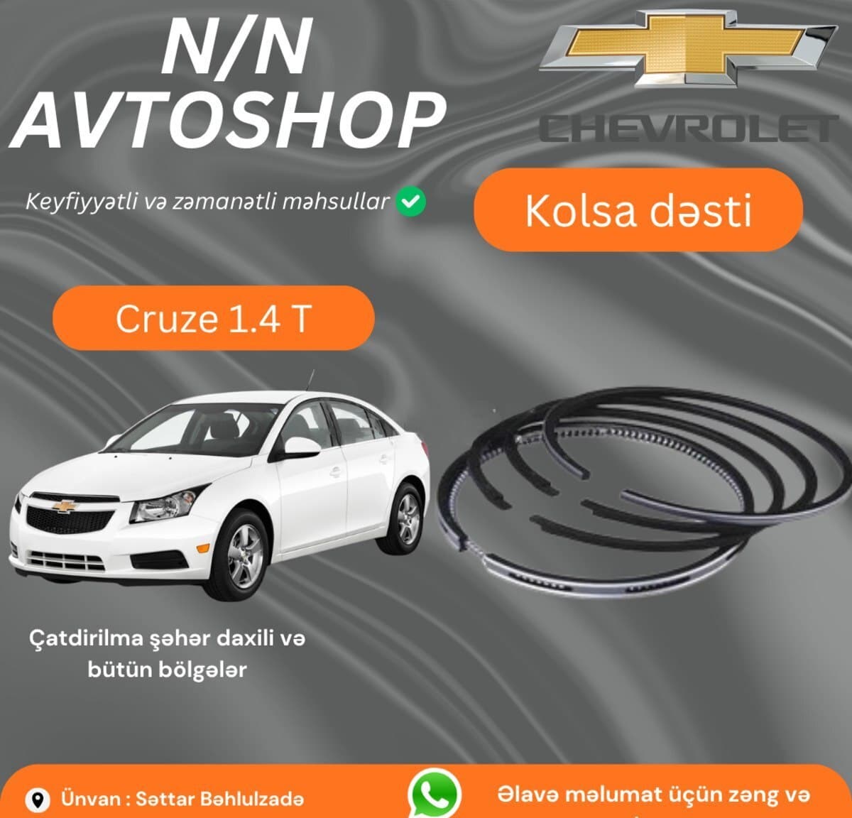 Piston halqa dəsti Chevrolet Cruze 1.4T