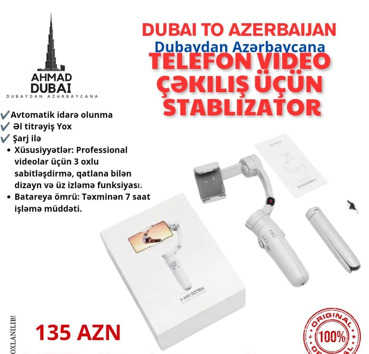 Smartfon stabilizatoru 3 oxlu