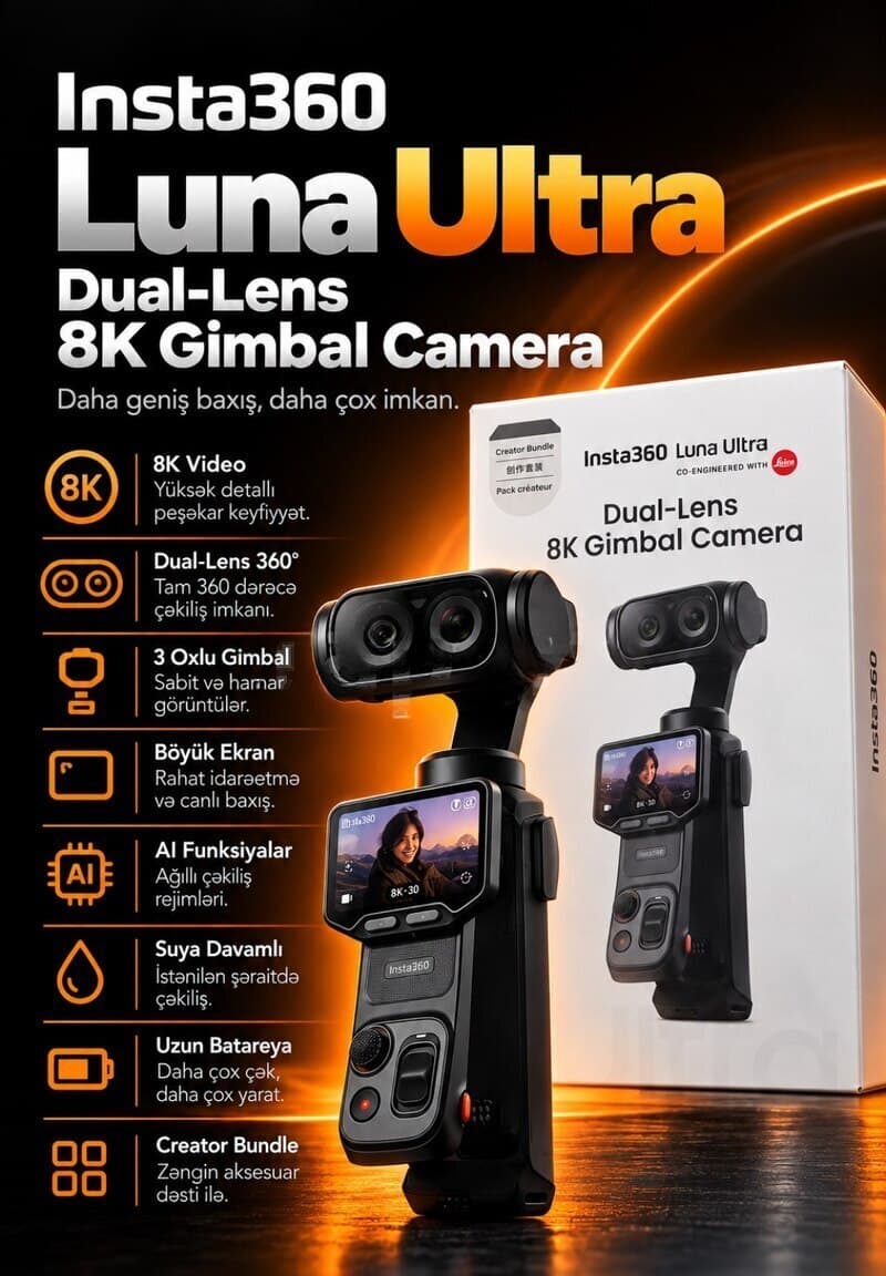 Videokamera Insta360 Luna Ultra Dual-Lens 8K Gimbal