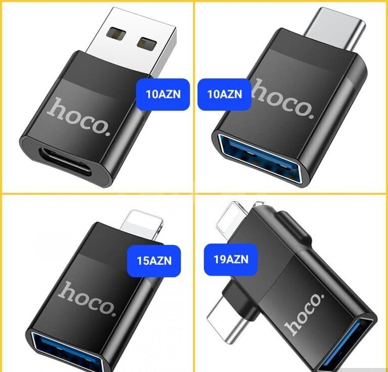 Hoco Type-C və Lightning OTG USB Çevirici Adapter