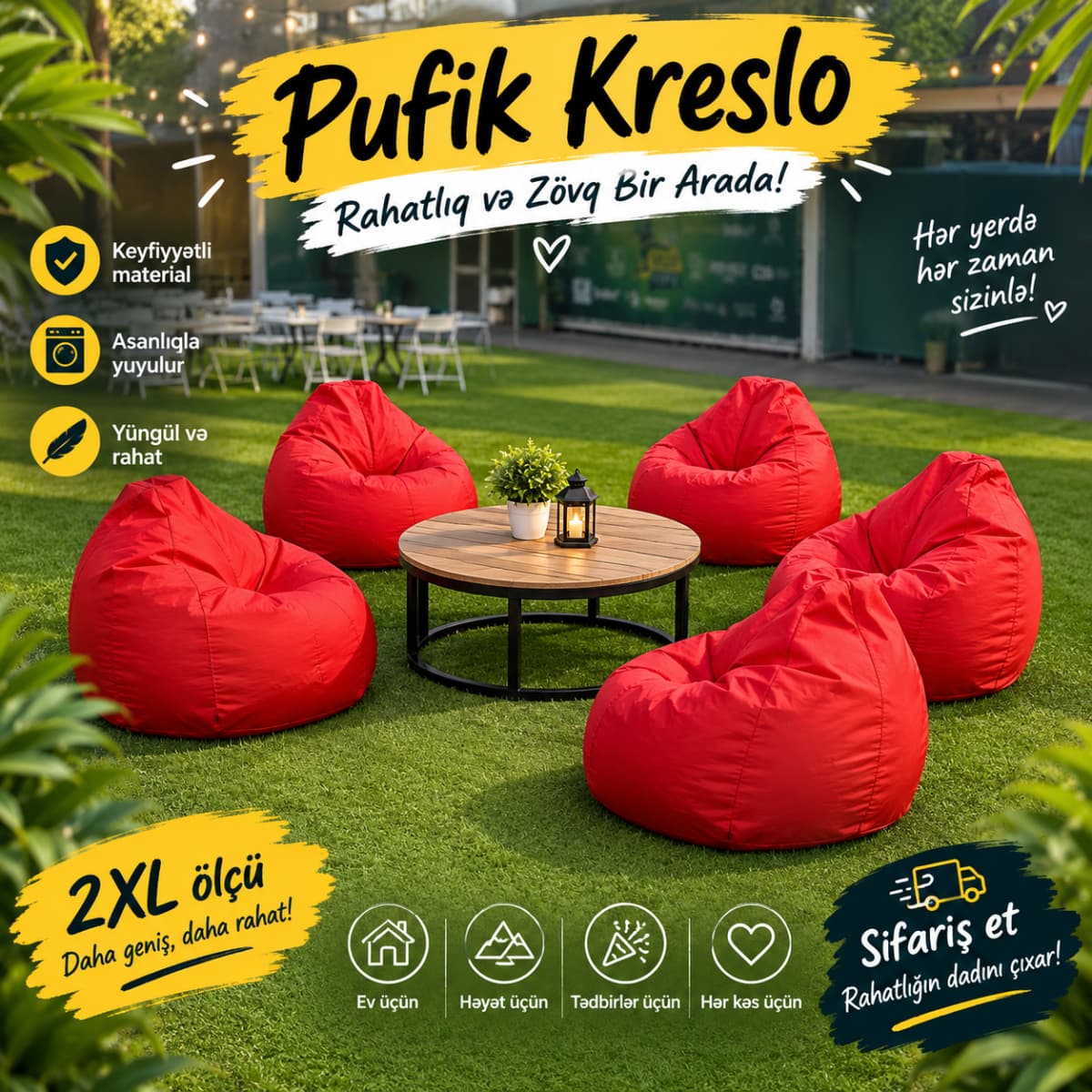 Kreslo tipli puf, Açıq qırmızı rəng