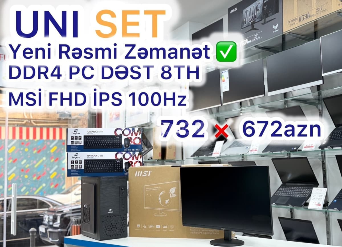 Intel Core i3 8th Gen DDR4 Masaüstü Kompüter Dəsti