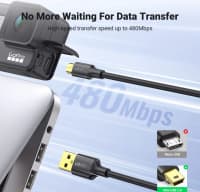 Qara rəng data kabel, USB — şəkil 3