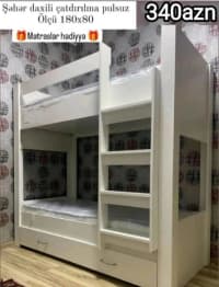 İkimərtəbəli çarpayı uşaq üçün, Ağ rəng — şəkil 1