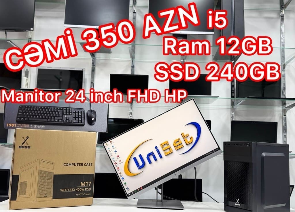 HP Masaüstü Kompüter Dəsti (Intel i5, 12GB RAM, 240GB SSD)