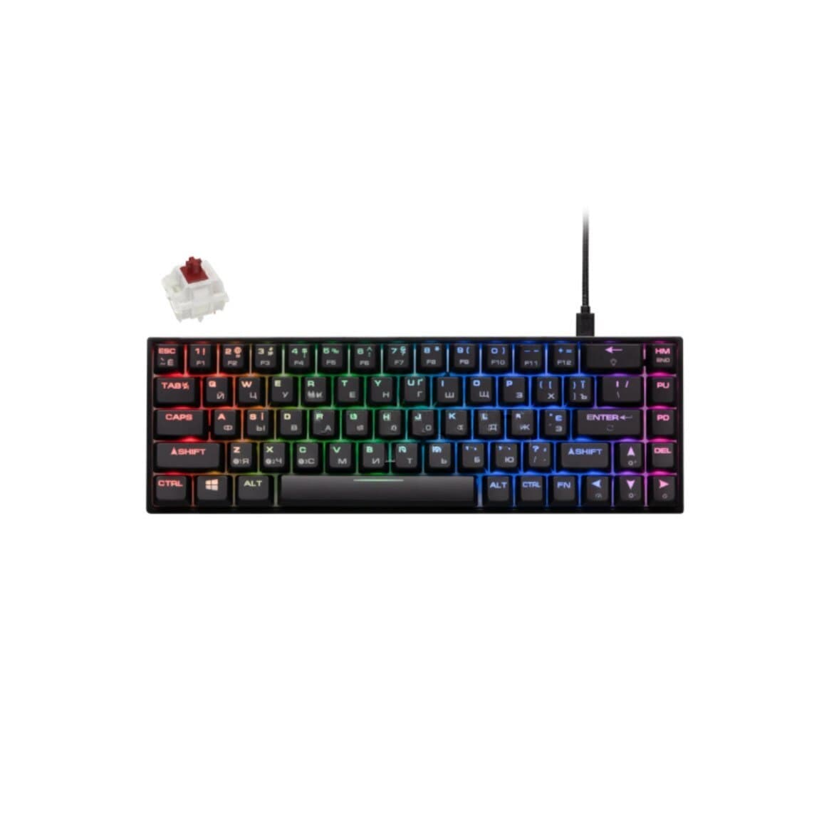 Mexaniki klaviatura 2E KG380 65% RGB Gateron Red