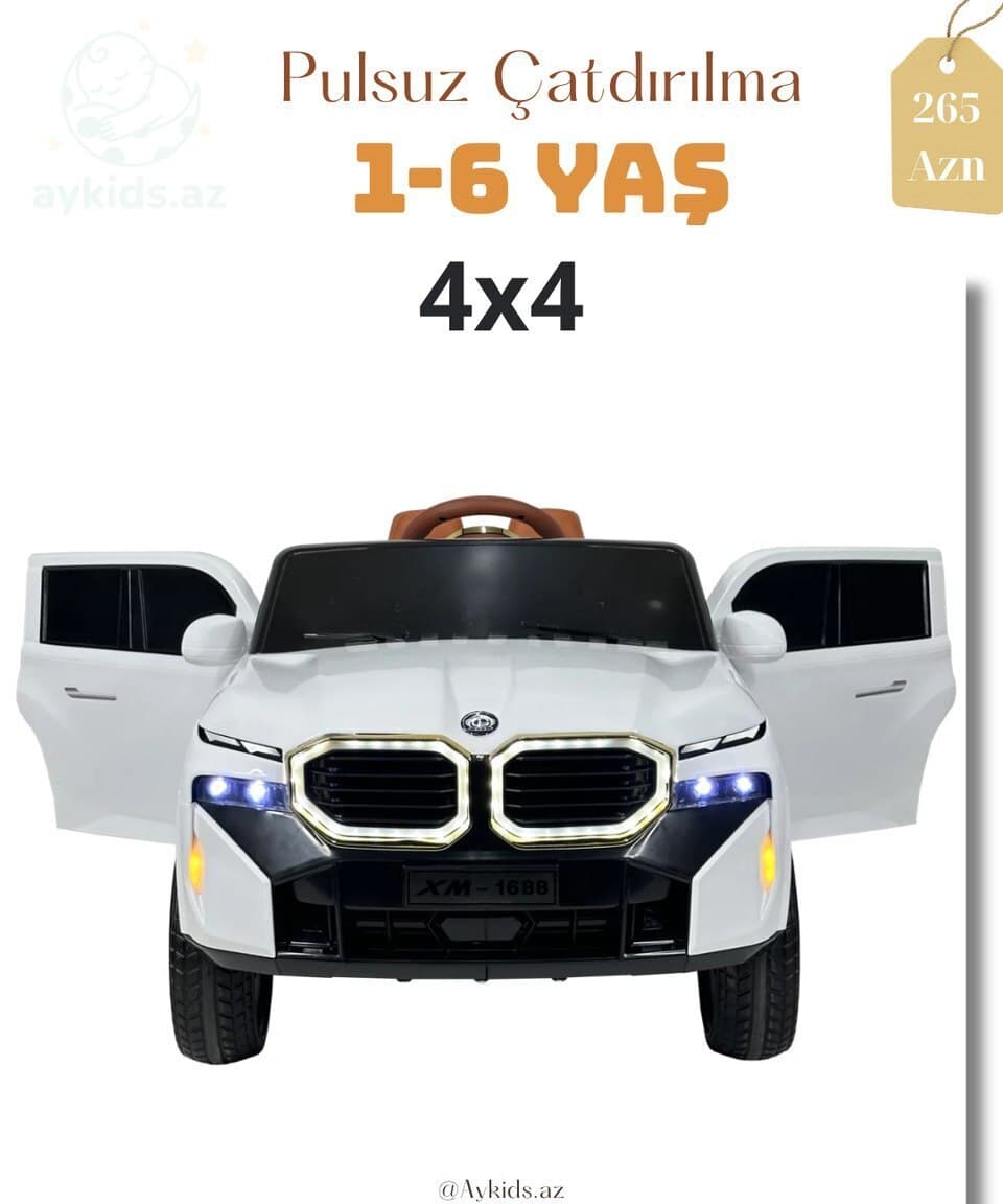 Elektrik avtomobili BMW 1688 ağ rəng