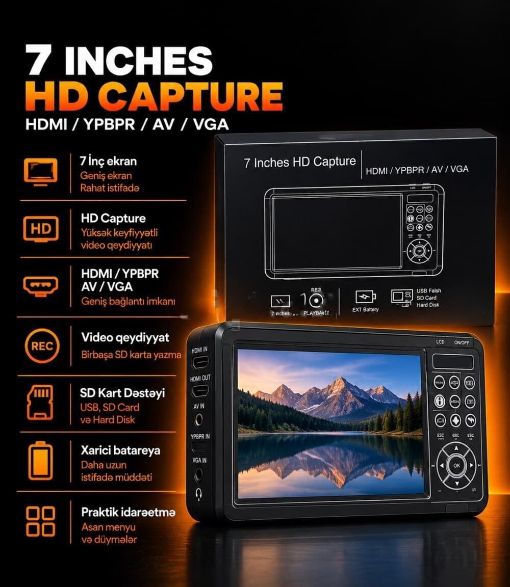 Video qeyd cihazı 7 inches HD Capture