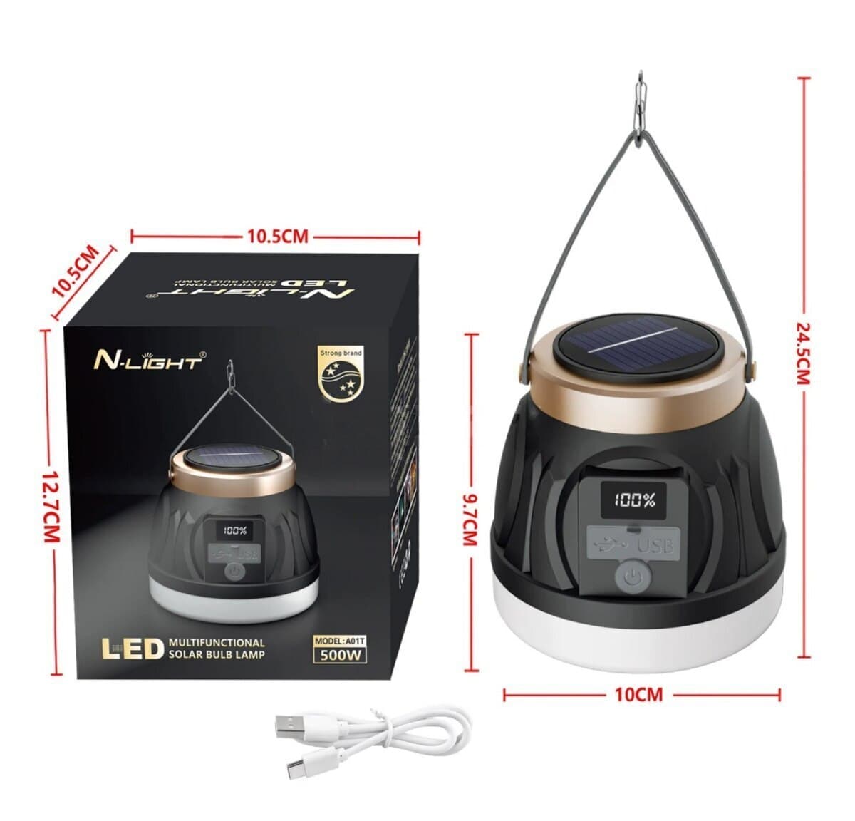 Günəş panelli multifunksional LED fənər 500W