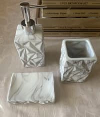 Mərmər naxışlı hamam aksesuarları dəsti — şəkil 3
