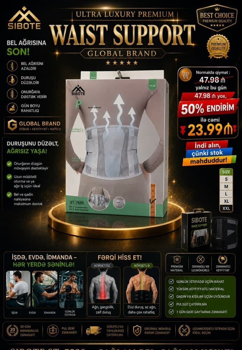 Bel korseti Sibote ST-7598 ortopedik dəstək kəməri