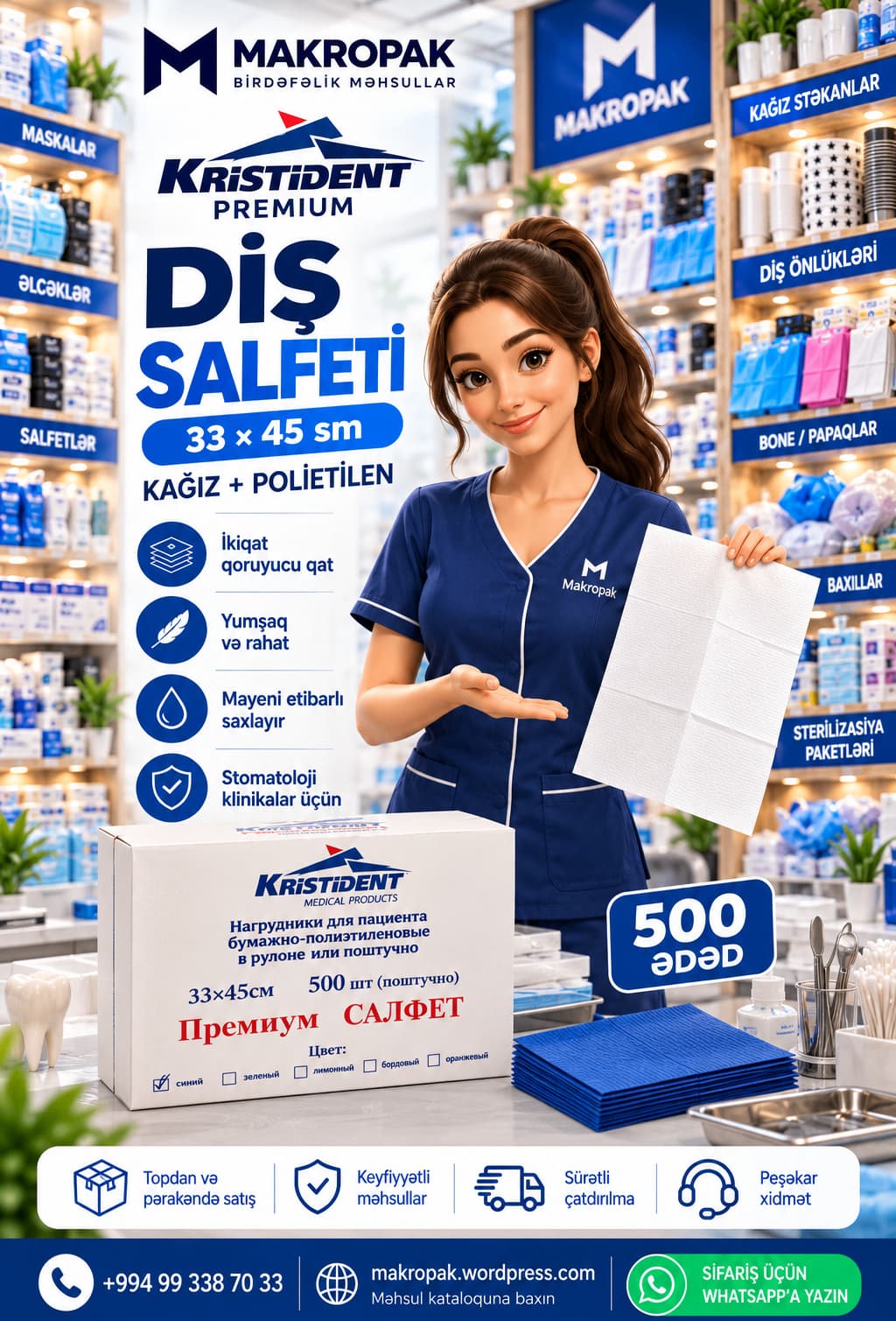Kristident premium diş salfeti 33x45 sm