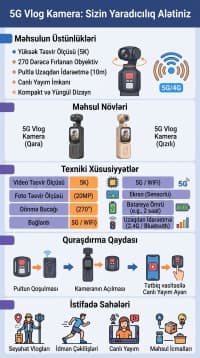 5K vlog kamera, yüksək keyfiyyətli video çəkilişi — şəkil 2