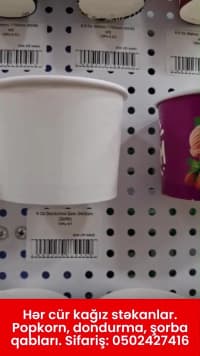 Kağız stəkanlar, popkorn, dondurma və şorba qabları — şəkil 1