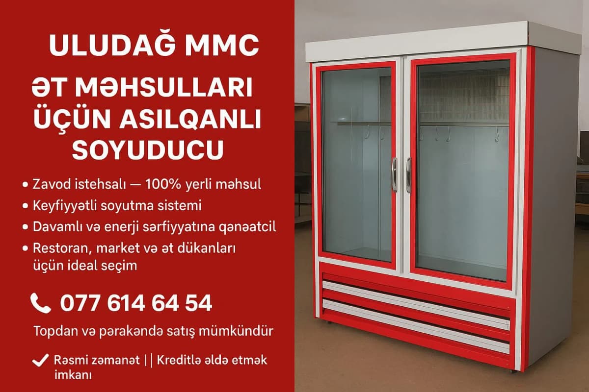 Ət məhsulları üçün asılqanlı soyuducu