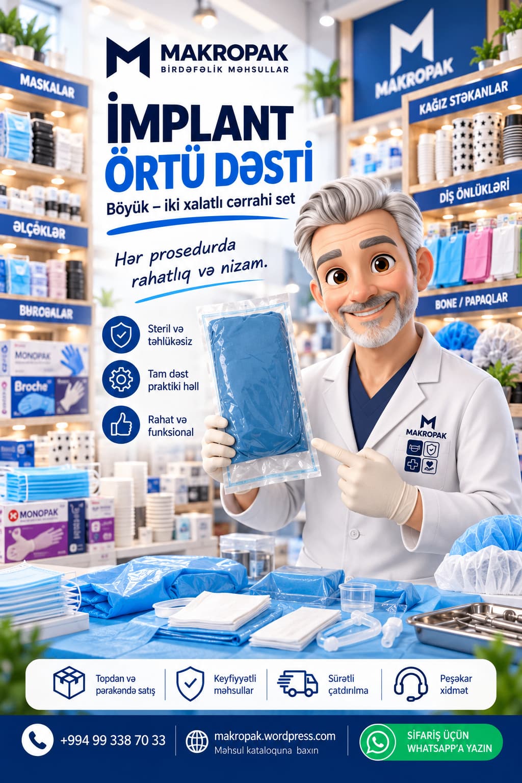 İmplant örtü dəstləri cərrahi steril