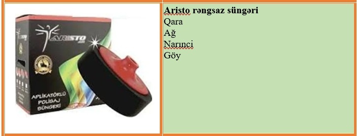 Aristo rəngsaz süngəri (malyar qubkası)