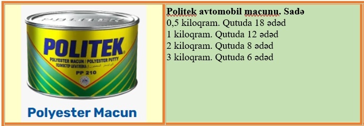 POLİTEK avtomobil şpaklyovka-macunları — şəkil 3