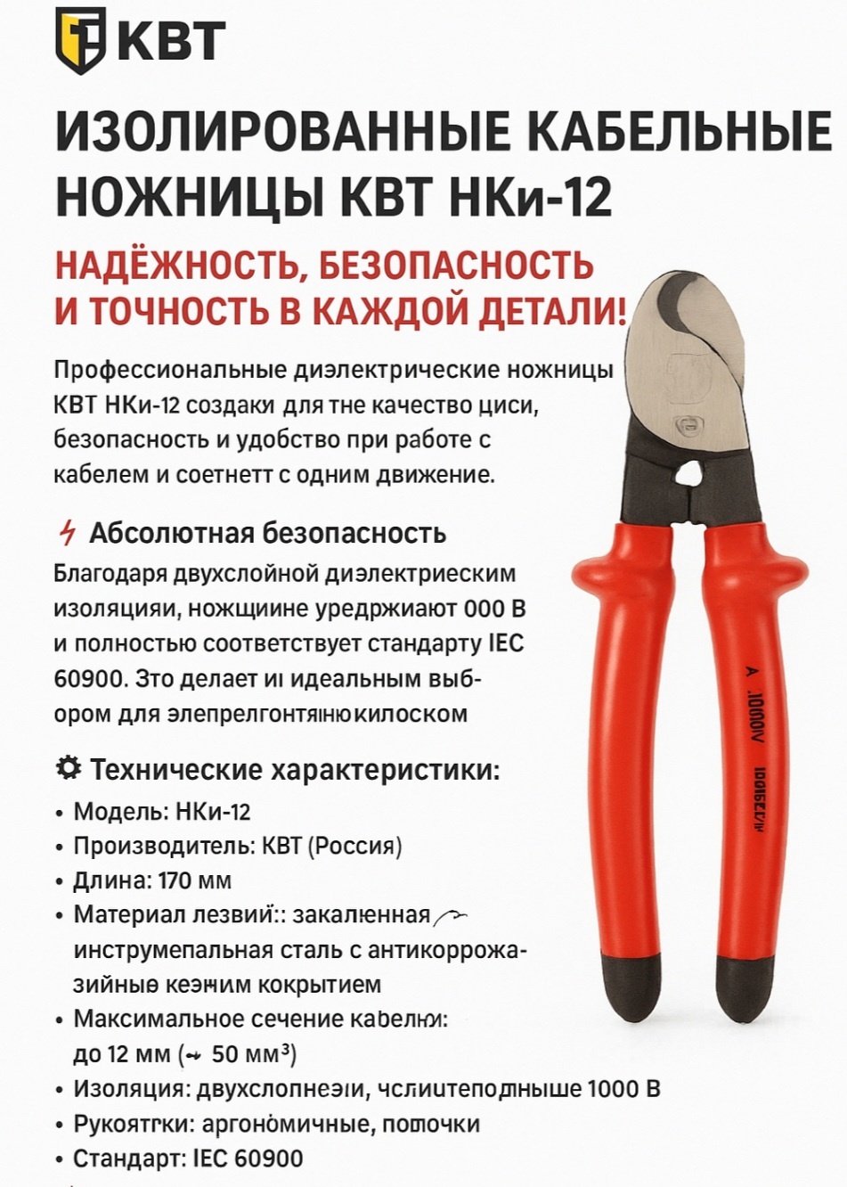 Dielektrik izolyasiyalı kabeı qayçısı KBT HKи-12