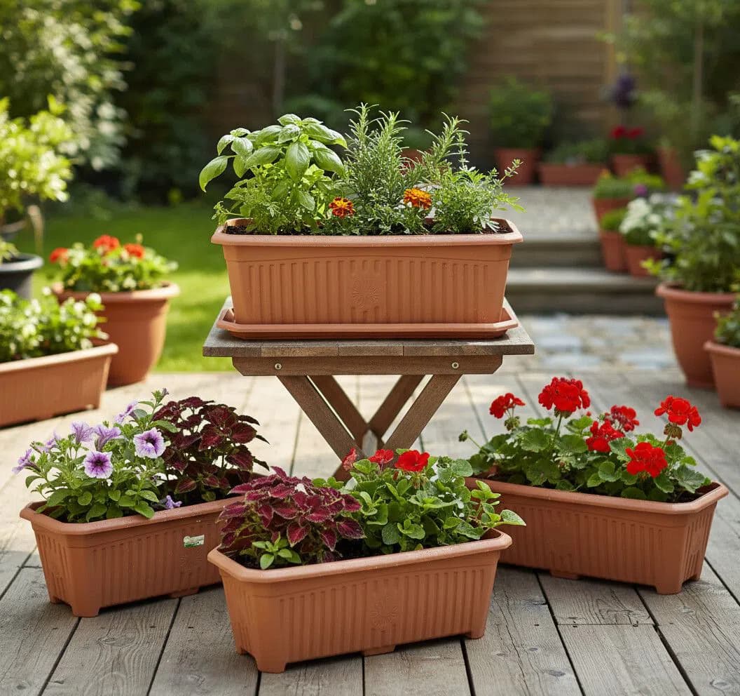 Uzun Plastik Dibçək (Balkon və Bağ üçün)