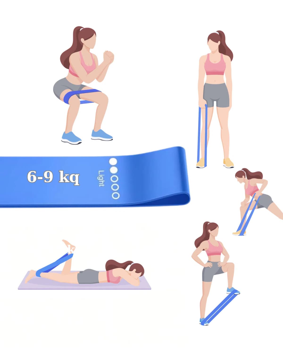 Müqavimət lenti fitnes üçün, göy