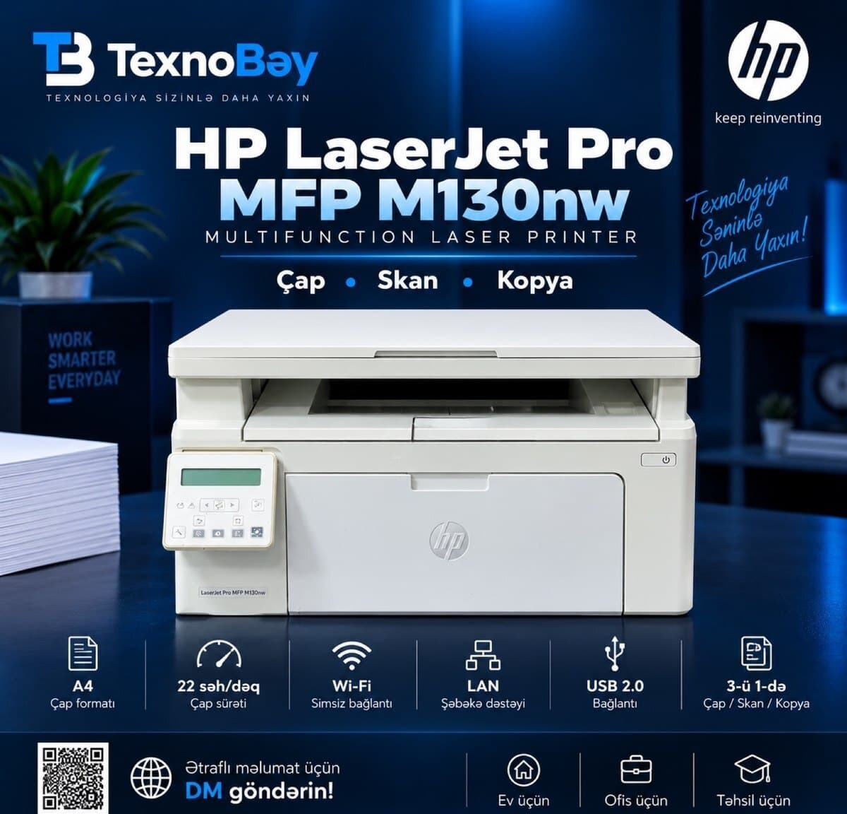 Çoxfunksiyalı printer HP LaserJet Pro MFP M130nw