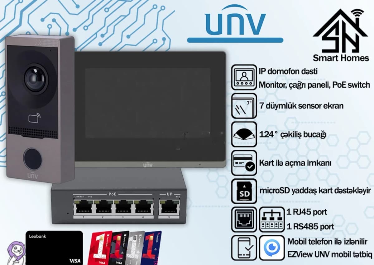 Uniview video domofon dəsti OEU-201B-HMK-W və OEI-372S-H-W