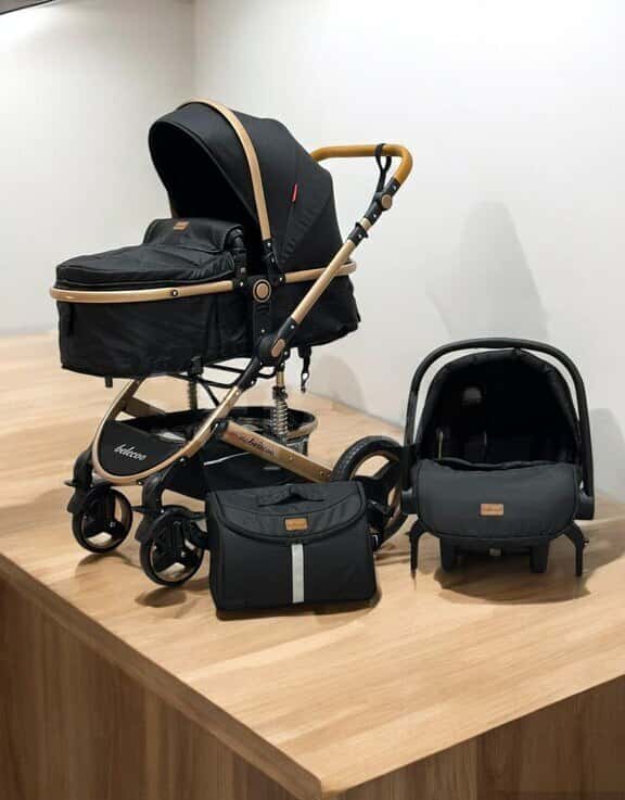 Unisex baby stroller, Black color - Tenderyard