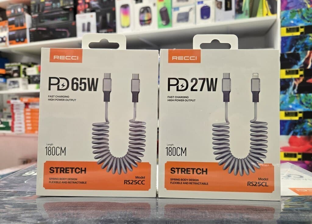 Recci Spiral USB Kabel (Type-C və Lightning)