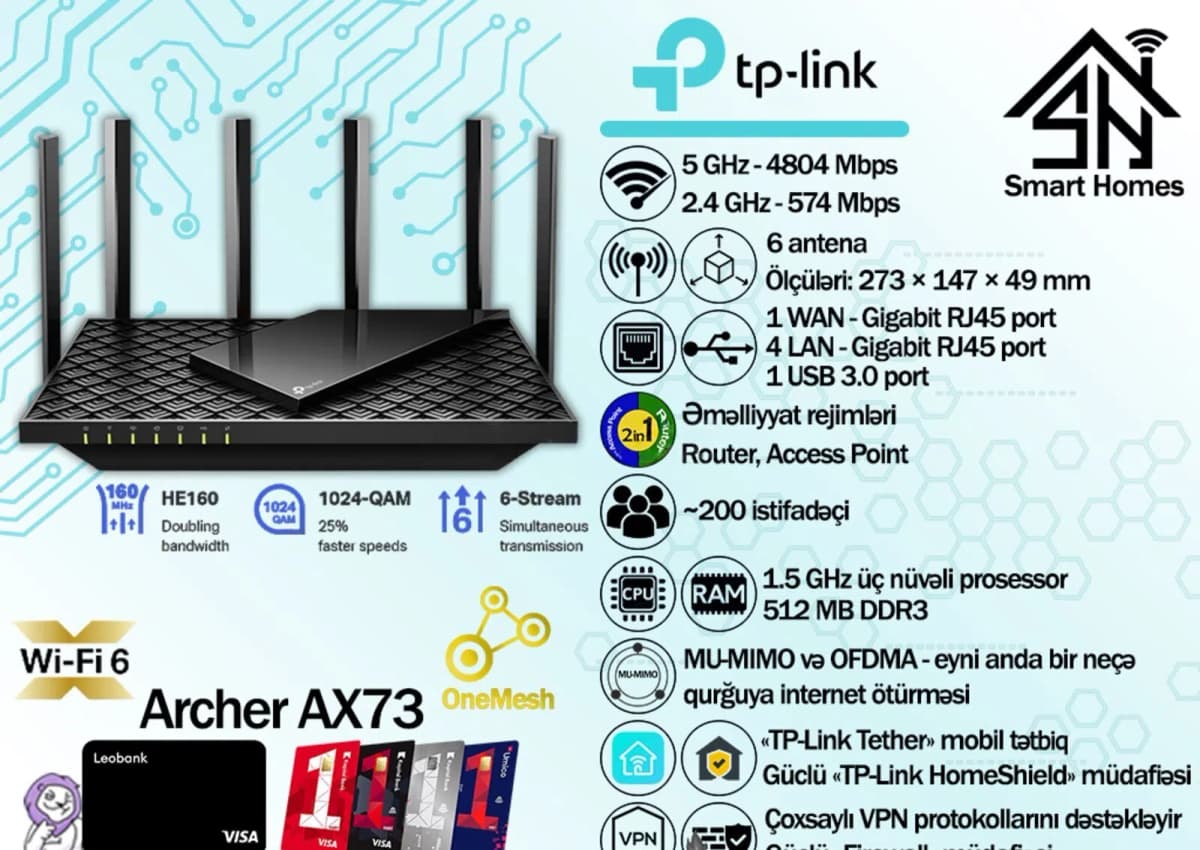 Router TP-Link Archer AX73 AX5400 Wi-Fi 6