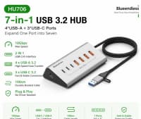USB Hub HU706 7in2 Type-C PD 10Gbps — şəkil 1