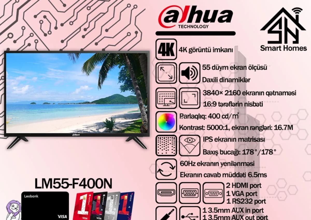 Monitor Dahua 55'' 4K UHD LED DHI-LM55-F400N