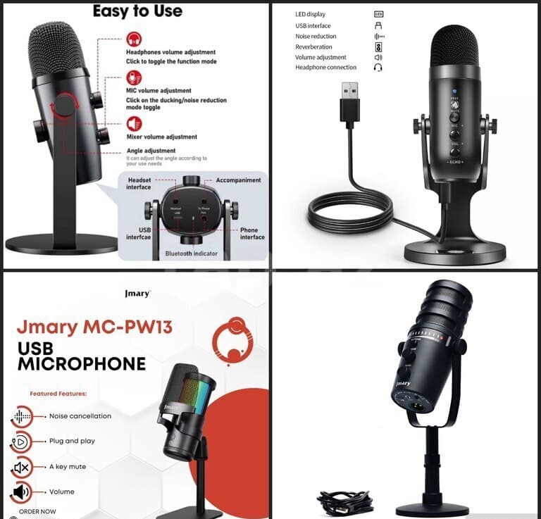 Jmary USB Podkast və Oyun Mikrofonu