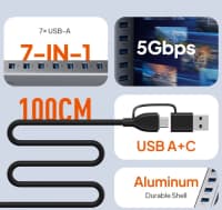 USB Hub 7-in-2 Type-C və USB-A — şəkil 4