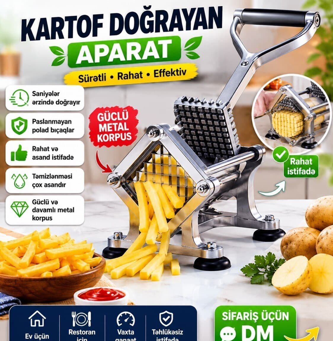 Peşəkar kartof doğrayan alət