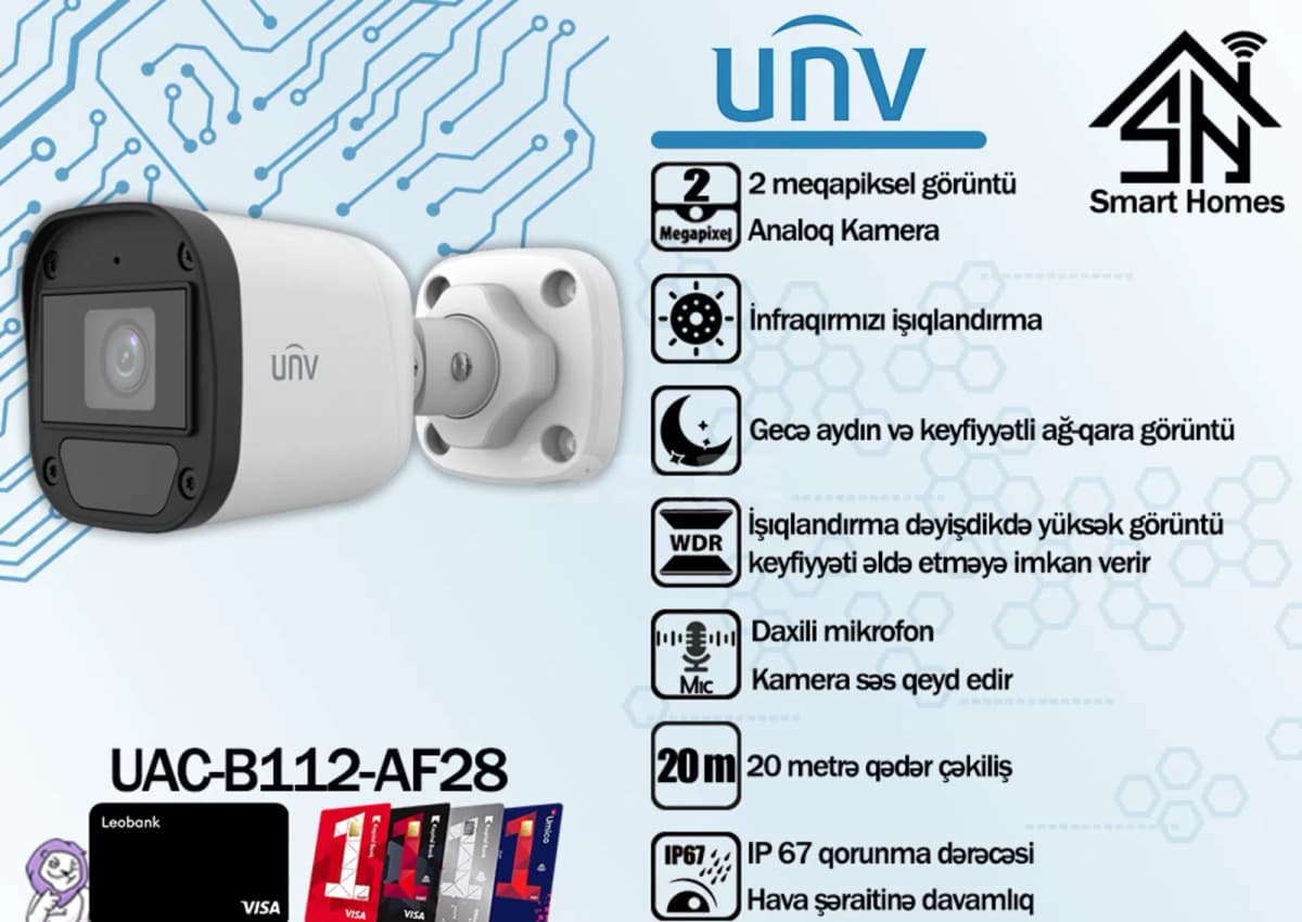 Müşahidə kamerası UNV UAC-B112-AF28 2.8mm 2MP Bullet Camera